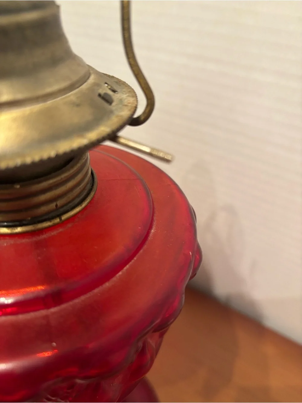 Vintage Ruby Red Glass Table Lamp - electric Elegant Ruby Accent